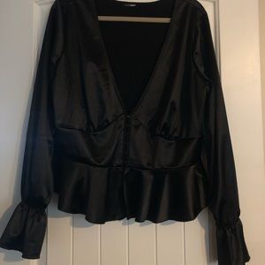BLACK SILK LIKE BLOUSE